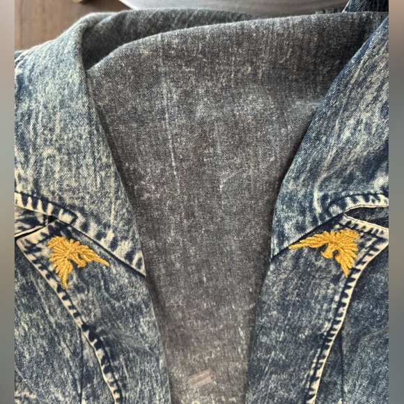 VINTAGE 80s DG Collection Ginger Bort Blue Acid Wash Denim Trench Coat Sz 12 - Picture 7 of 9